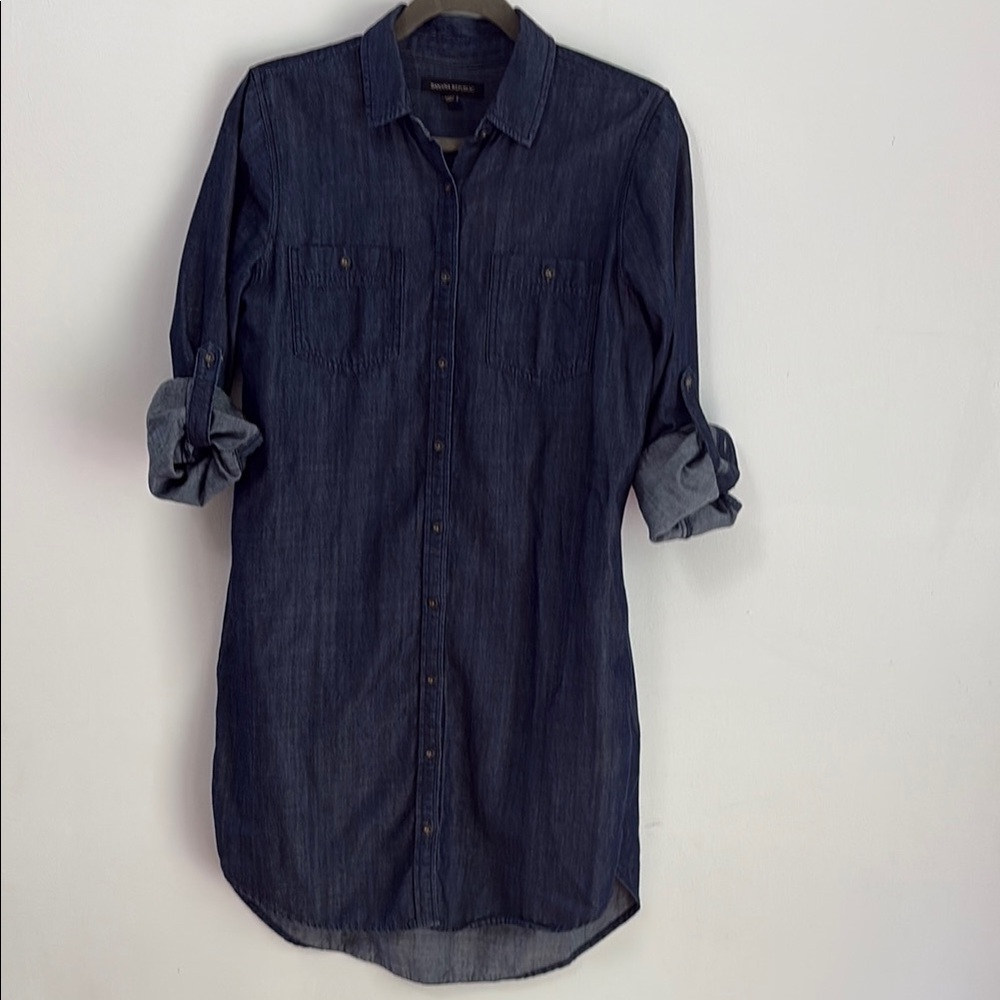 Banana Republic Denim Midi Dress with Classic Collar